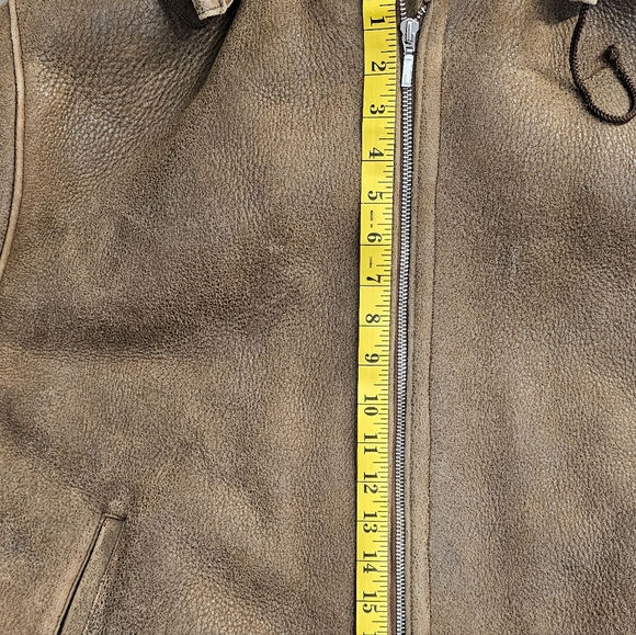 DAREK SIMSEK Collectione SZ-L,leather sheepskin coat with natural fur hood - Picture 11 of 12